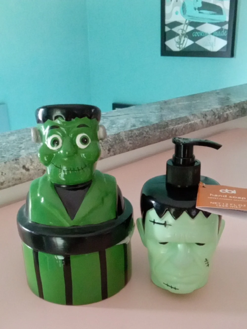 Frankenstein Trinket Jar And Soap Dispener. NEW